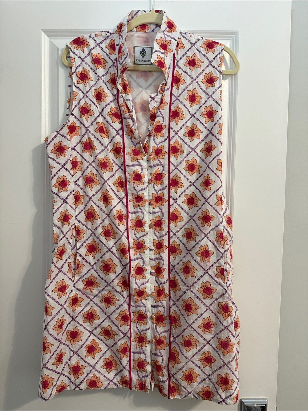 SUE SARTOR sleeveless kaftan mini
